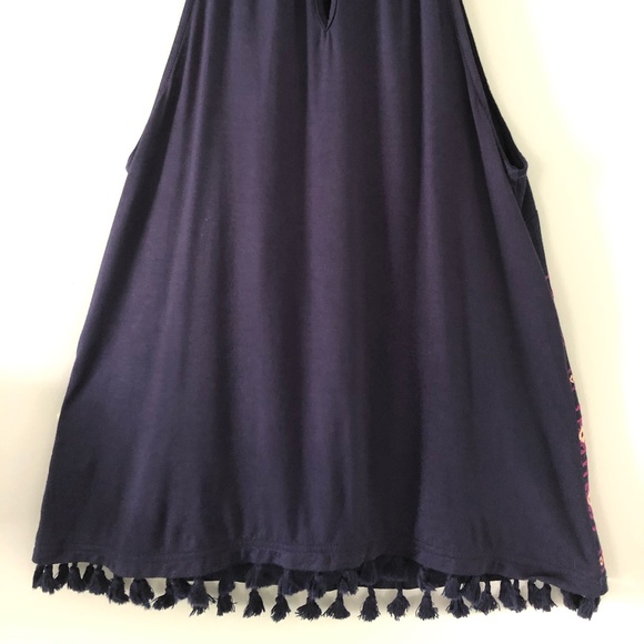 Skies Are Blue Nutria Embroidery Detail Navy Blue Top Size M - Picture 6 of 10